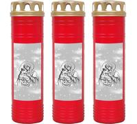 Bougie funéraire - Lot de 3 - Rouge 170h ( couvercle doré ) - Maria