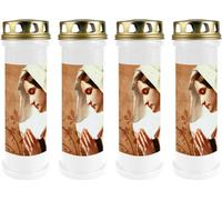 Bougie funéraire - Lot de 4 - Blanc 100h ( couvercle doré ) - Maria
