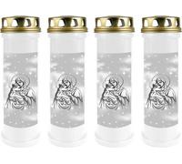 Bougie funéraire - Lot de 4 - Blanc 100h ( couvercle doré ) - Maria