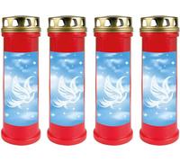 Bougie funéraire - Lot de 4 - Rouge 100h ( couvercle doré ) - Colombe