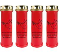 Bougie funéraire - Lot de 4 - Rouge 100h ( couvercle doré ) - Colombe