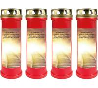 Bougie funéraire - Lot de 4 - Rouge 100h ( couvercle doré ) - Escaliers