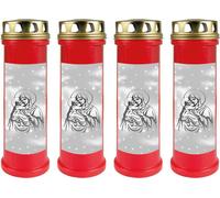 Bougie funéraire - Lot de 4 - Rouge 100h ( couvercle doré ) - Maria