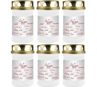 Bougie funéraire - Lot de 6 - Blanc 48h ( Couvercle doré ) - LaLuce