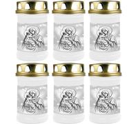 Bougie funéraire - Lot de 6 - Blanc 48h ( couvercle doré ) - Maria