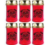Bougie funéraire - Lot de 6 - Rouge 48h (couvercle doré) - Carlin