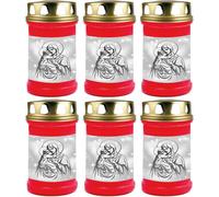 Bougie funéraire - Lot de 6 - Rouge 48h (couvercle doré) - Maria