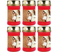Bougie funéraire - Lot de 6 - Rouge 48h (couvercle doré) - Maria