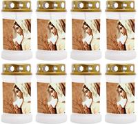 Bougie funéraire - Lot de 8 - Blanc 40h ( couvercle doré ) - Maria