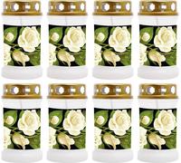 Bougie funéraire - Lot de 8 - Blanc 40h ( couvercle doré ) - Rose