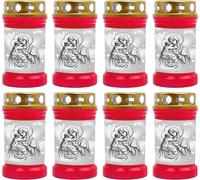 Bougie funéraire - Lot de 8 - Rouge 40h ( couvercle doré ) - Maria