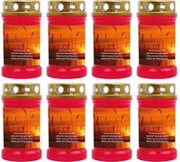 Bougie funéraire - Lot de 8 - Rouge 40h ( couvercle doré ) - Shore