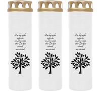 Bougie funéraire - Pack de 3 - Blanc 170h ( couvercle or ) - Arbre