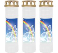 Bougie funéraire - Pack de 3 - Blanc 170h ( couvercle or ) - Arc-en-ciel 2