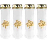 Bougie funéraire - Pack de 4 - Blanc 100h ( couvercle et impression or ) - Arbre