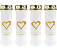 Bougie funéraire - Pack de 4 - Blanc 100h ( couvercle et impression or ) - coeur