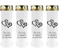 Bougie funéraire - Pack de 4 - Blanc 100h ( couvercle or ) - coeur