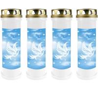 Bougie funéraire - Pack de 4 - Blanc 100h ( couvercle or ) - Colombe