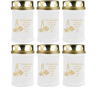 Bougie funéraire - Pack de 6 - Blanc 48h ( couvercle et impression or ) - Bougie