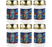 Bougie funéraire - pack de 6 - blanc 48h ( couvercle or ) - fenêtre bleue