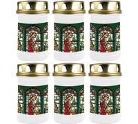 Bougie funéraire - pack de 6 - blanc 48h ( couvercle or ) - fenêtre verte