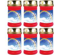 Bougie funéraire - Pack de 6 - Rouge 48h ( couvercle or ) - Arc-en-ciel 2