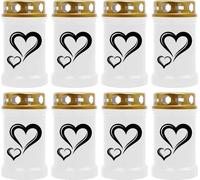Bougie funéraire - Pack de 8 - Blanc 40h ( couvercle or ) - Coeur