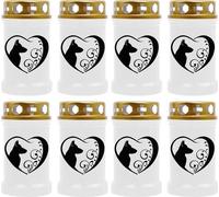 Bougie funéraire - Pack de 8 - Blanc 40h ( couvercle or ) - coeur noir