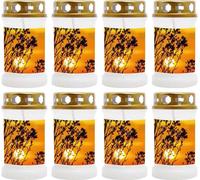 Bougie funéraire - Pack de 8 - Blanc 40h ( couvercle or ) - Coucher de soleil
