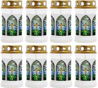 Bougie funéraire - pack de 8 - blanc 40h ( couvercle or ) - fenêtre blanche