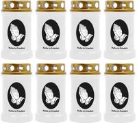 Bougie funéraire - Pack de 8 - Blanc 40h ( couvercle or ) - mains