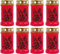 Bougie funéraire - Pack de 8 - Rouge 40h ( couvercle or ) - Berger allemand