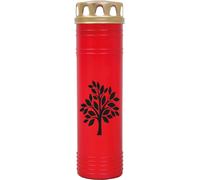 Bougie funéraire rouge 170h ( couvercle or ) - arbre