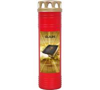Bougie funéraire rouge 170h ( couvercle or ) - Foi