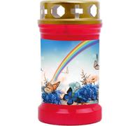 Bougie funéraire rouge 40h ( couvercle or ) - Arc-en-ciel