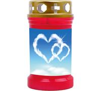 Bougie funéraire rouge 40h ( couvercle or ) - coeur