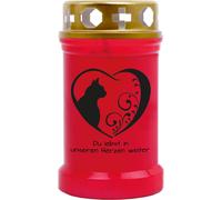 Bougie funéraire rouge 40h ( couvercle or ) - coeur noir