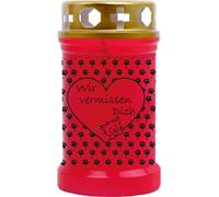 Bougie funéraire rouge 40h ( couvercle or ) - coeur patte