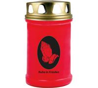 Bougie funéraire rouge 40h ( couvercle or ) - mains
