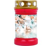 Bougie funéraire rouge 40h ( couvercle or ) - papillon