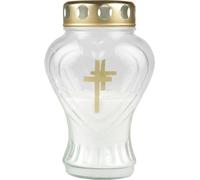 Bougie funéraire verre "cœur" blanc 17 cm