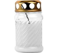 Bougie funéraire verre rainuré blanc