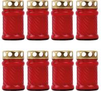 Bougie funéraire verre rainuré multipack rouge