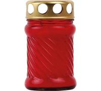 Bougie funéraire verre rainuré rouge