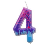 Bougie Garçons Et Filles d'Anniversaire Forme Chiffre, Décoration de Gâteau en Toile d'Araignée Violette Bougie en Forme Chiffre pour Fête Décorations sur le Thème d'Halloween (4)