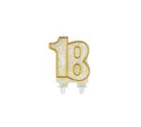 Bougie Golden Number 18 - Décoration élégante pour un anniversaire spécial ! Apportez de l'éclat et de la joie à votre fête avec notre bougie élégante !