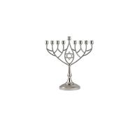 Bougie Hanoucca traditionnelle classique g om trique de 23 cm plaqu e argent Minorah compatible avec les bougies Hanoucca standard de Zion Judaica