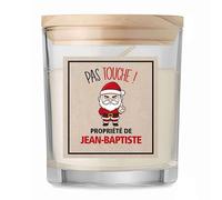 Bougie Jean-Baptiste Pas Touche Père Noël - Candle- Idée Cadeau Secret Santa Famille Travail Départ Collègue Retraite Noël