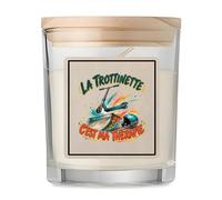 Bougie La trottinette c'est ma thérapie | Bougie Parfumée en Verre avec Couvercle Bois | Idée Cadeau Homme Femme Anniversaire Noël | Imprimée en Bretagne