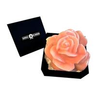 Bougie laquée en forme de rose dans une boîte cadeau - Bougie artisanale - Diamètre 12 cm - Couleur rose poudré